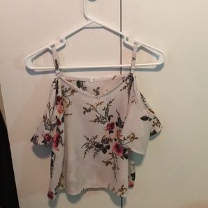 A Floral Cold Shoulder with Noodle Straps